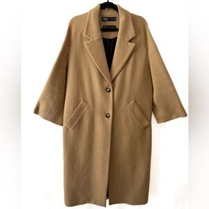 Zara Coat Camel Oversized  Wool/Lane Size M